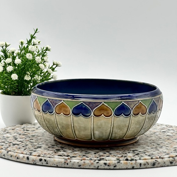 Other - Royal Doulton Lambeth Art Nouveau Bowl Heart Design Circa 1900 7 Inch